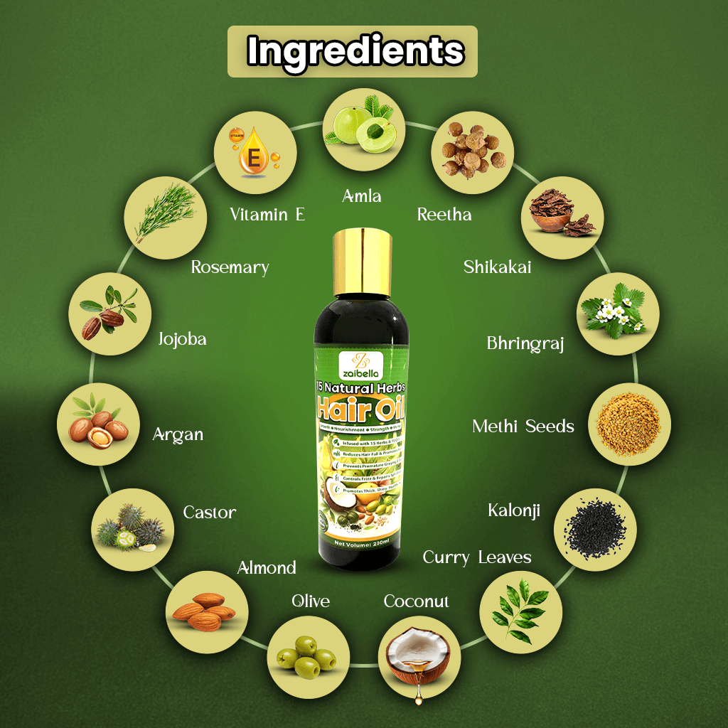 Zaibella 15 Natural Herbs Hair Oil